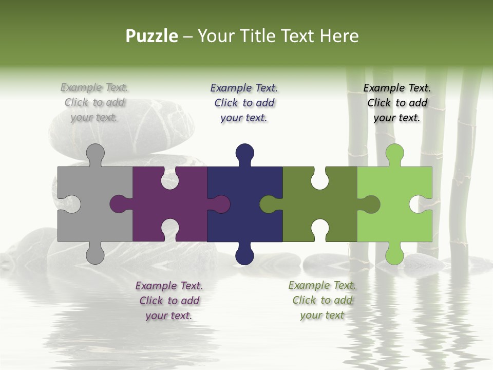 Reflection For Tranquil View Of Bamboo With A Stack Of Stones PowerPoint Template