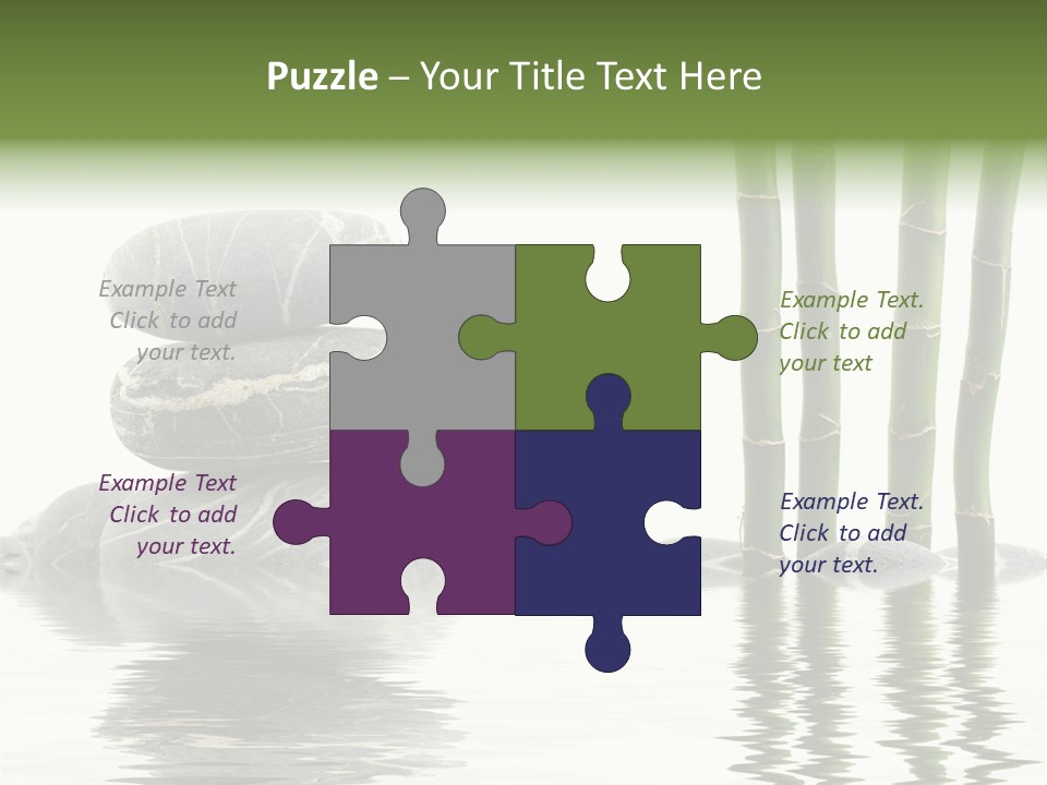 Reflection For Tranquil View Of Bamboo With A Stack Of Stones PowerPoint Template