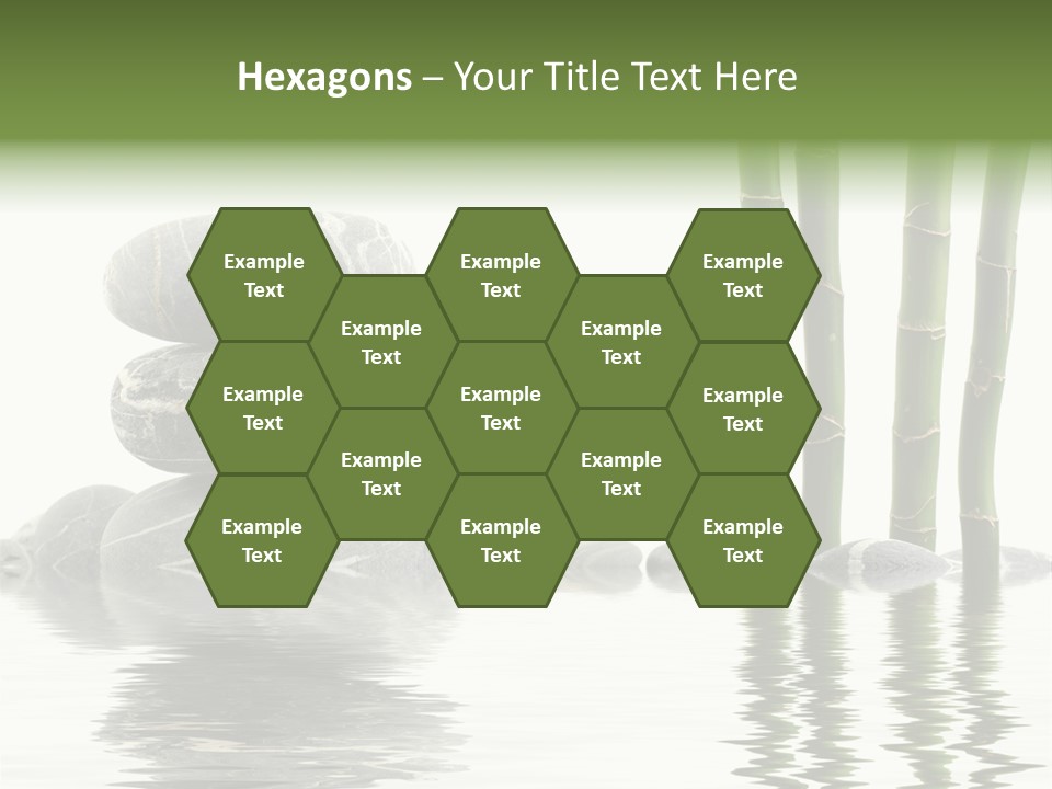 Reflection For Tranquil View Of Bamboo With A Stack Of Stones PowerPoint Template