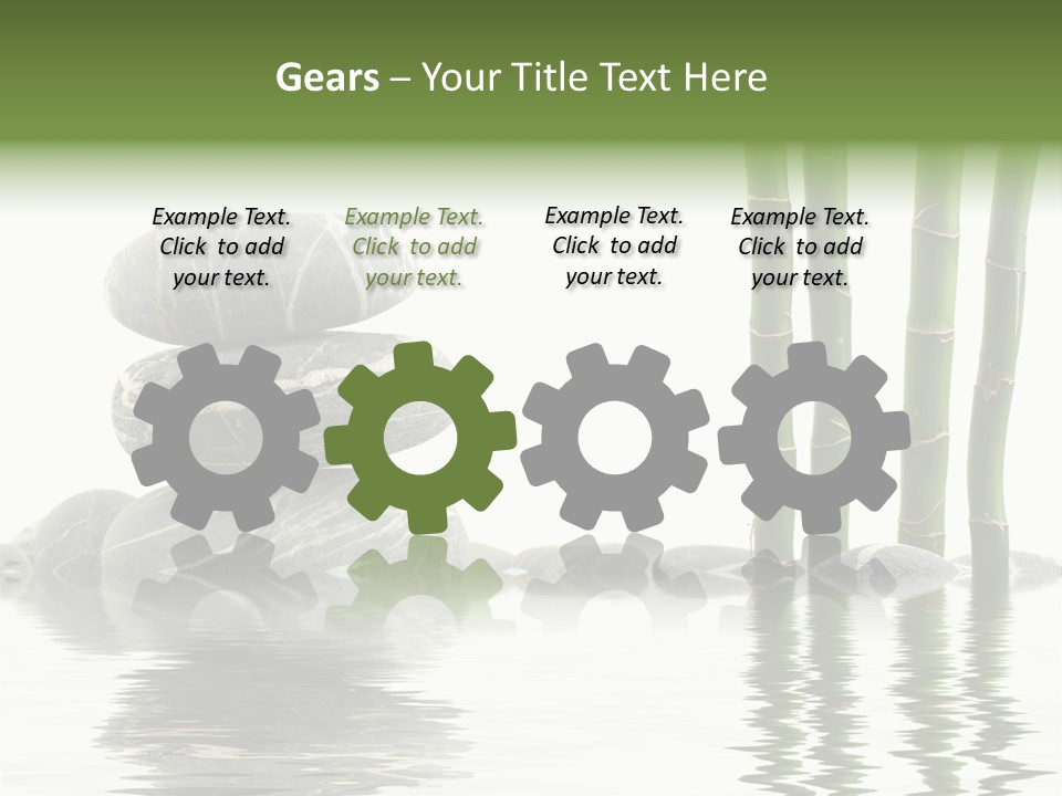 Reflection For Tranquil View Of Bamboo With A Stack Of Stones PowerPoint Template