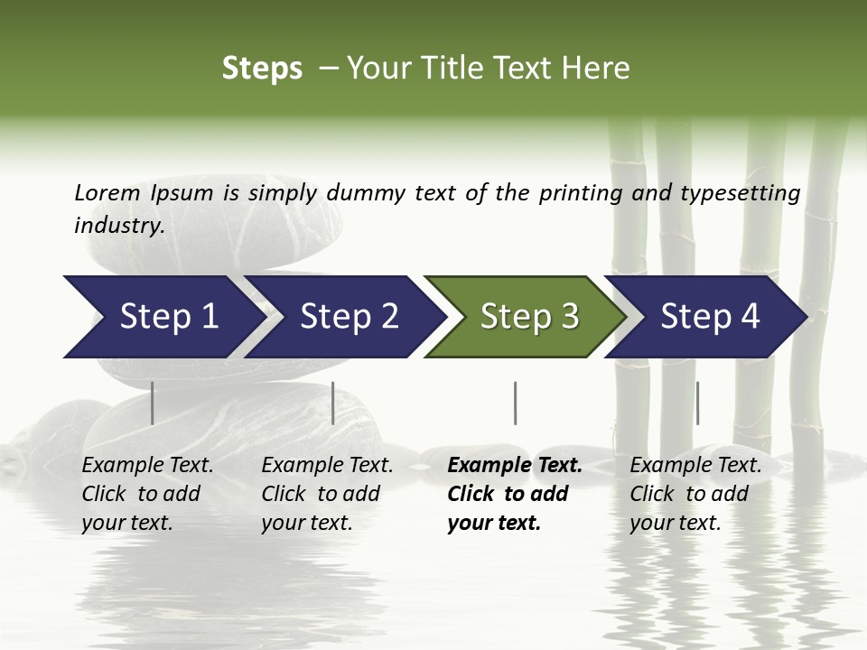 Reflection For Tranquil View Of Bamboo With A Stack Of Stones PowerPoint Template
