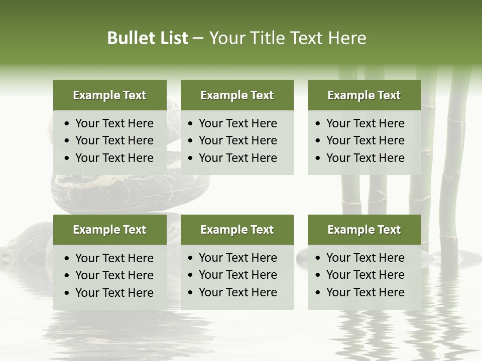Reflection For Tranquil View Of Bamboo With A Stack Of Stones PowerPoint Template