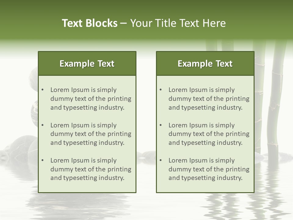 Reflection For Tranquil View Of Bamboo With A Stack Of Stones PowerPoint Template