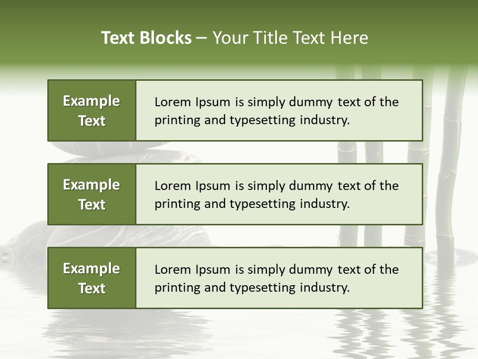 Reflection For Tranquil View Of Bamboo With A Stack Of Stones PowerPoint Template
