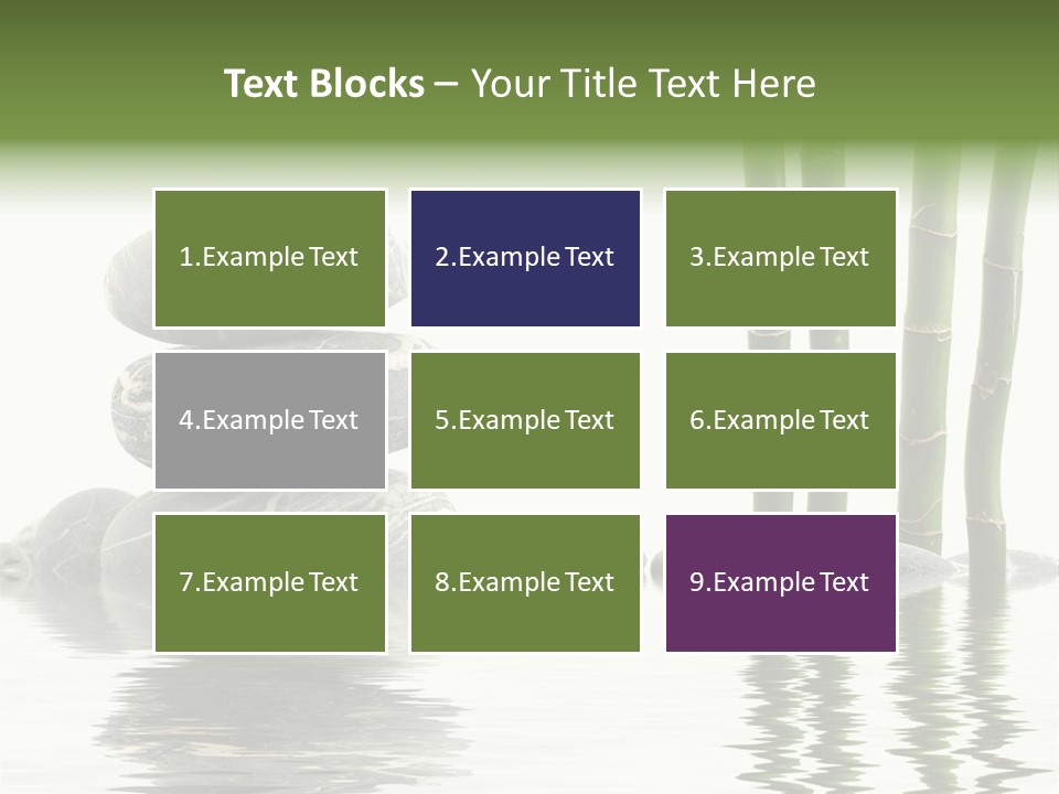 Reflection For Tranquil View Of Bamboo With A Stack Of Stones PowerPoint Template