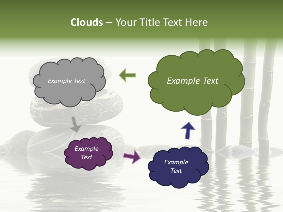 Reflection For Tranquil View Of Bamboo With A Stack Of Stones PowerPoint Template