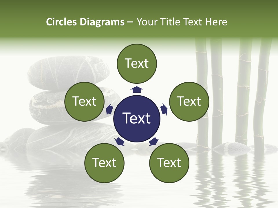 Reflection For Tranquil View Of Bamboo With A Stack Of Stones PowerPoint Template