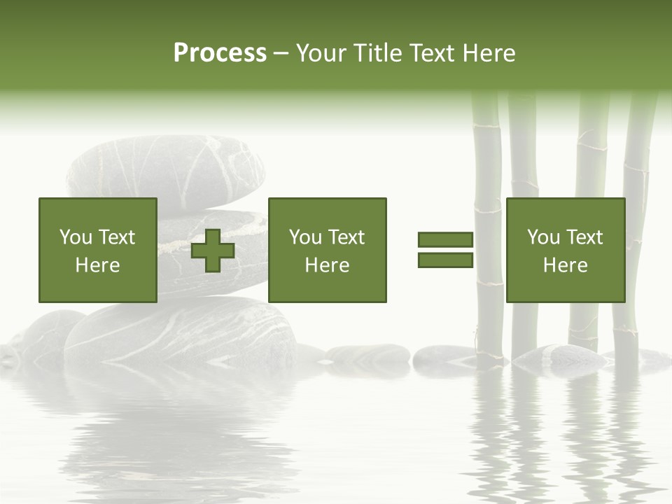 Reflection For Tranquil View Of Bamboo With A Stack Of Stones PowerPoint Template