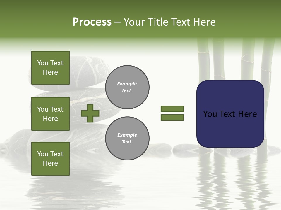 Reflection For Tranquil View Of Bamboo With A Stack Of Stones PowerPoint Template