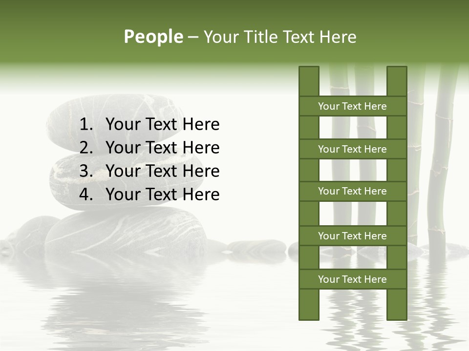 Reflection For Tranquil View Of Bamboo With A Stack Of Stones PowerPoint Template