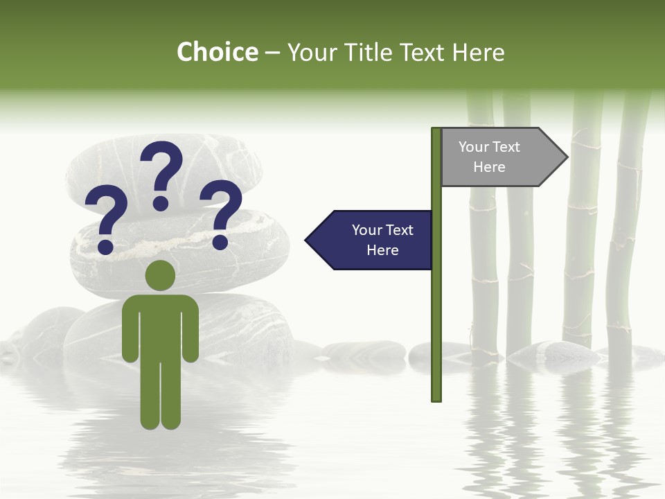 Reflection For Tranquil View Of Bamboo With A Stack Of Stones PowerPoint Template