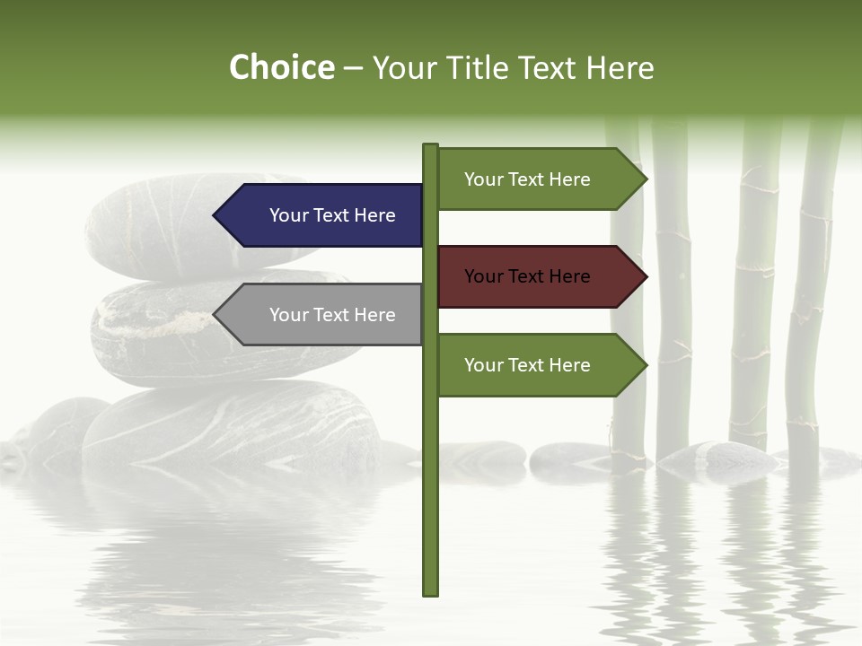 Reflection For Tranquil View Of Bamboo With A Stack Of Stones PowerPoint Template