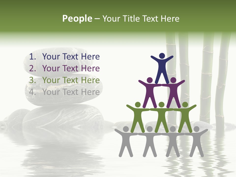 Reflection For Tranquil View Of Bamboo With A Stack Of Stones PowerPoint Template