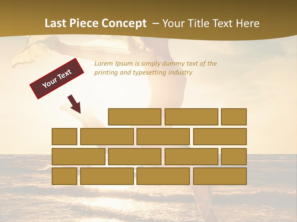 Beautiful Young Woman Jumping On A Beach At Sunset PowerPoint Template