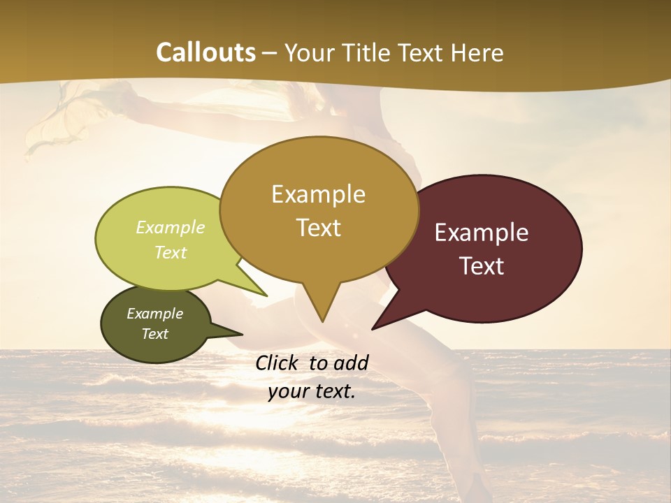 Beautiful Young Woman Jumping On A Beach At Sunset PowerPoint Template