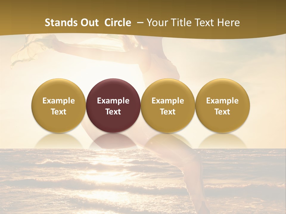 Beautiful Young Woman Jumping On A Beach At Sunset PowerPoint Template