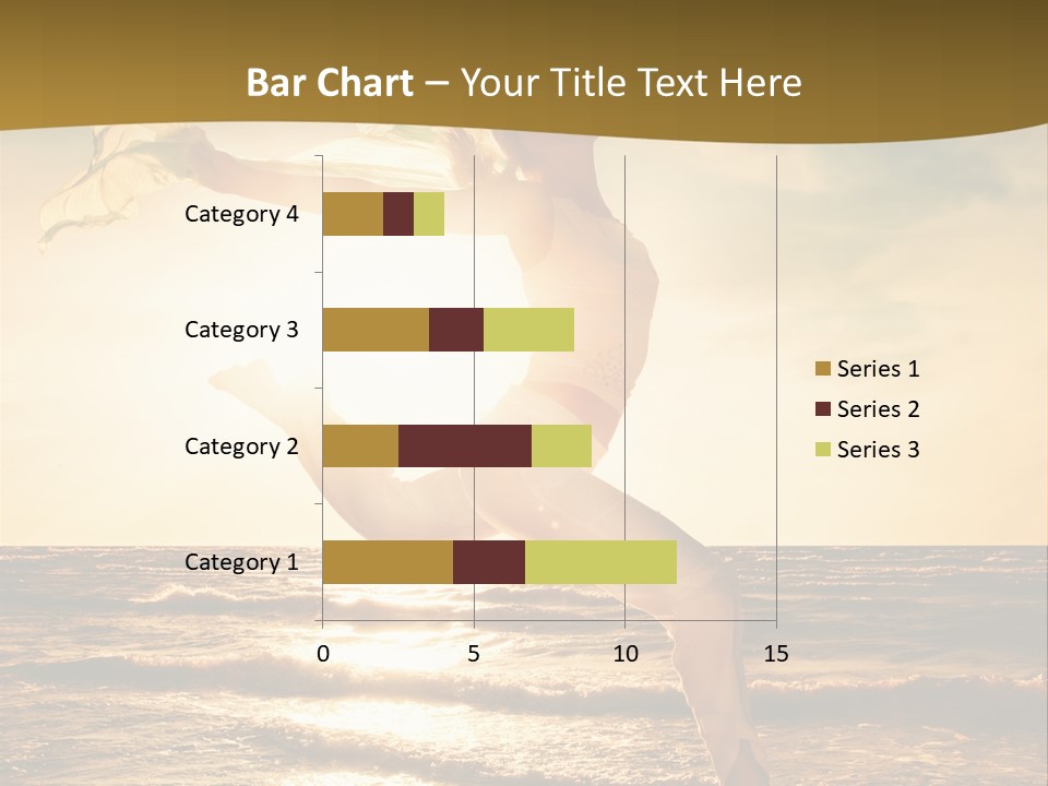 Beautiful Young Woman Jumping On A Beach At Sunset PowerPoint Template