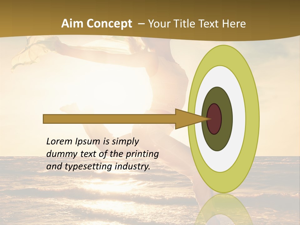 Beautiful Young Woman Jumping On A Beach At Sunset PowerPoint Template
