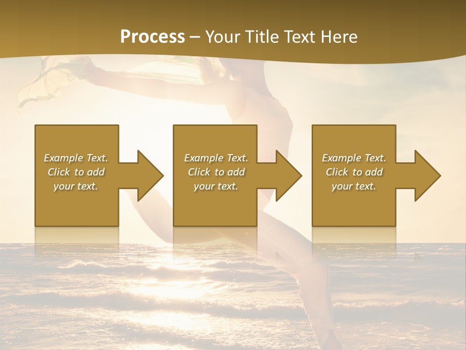 Beautiful Young Woman Jumping On A Beach At Sunset PowerPoint Template