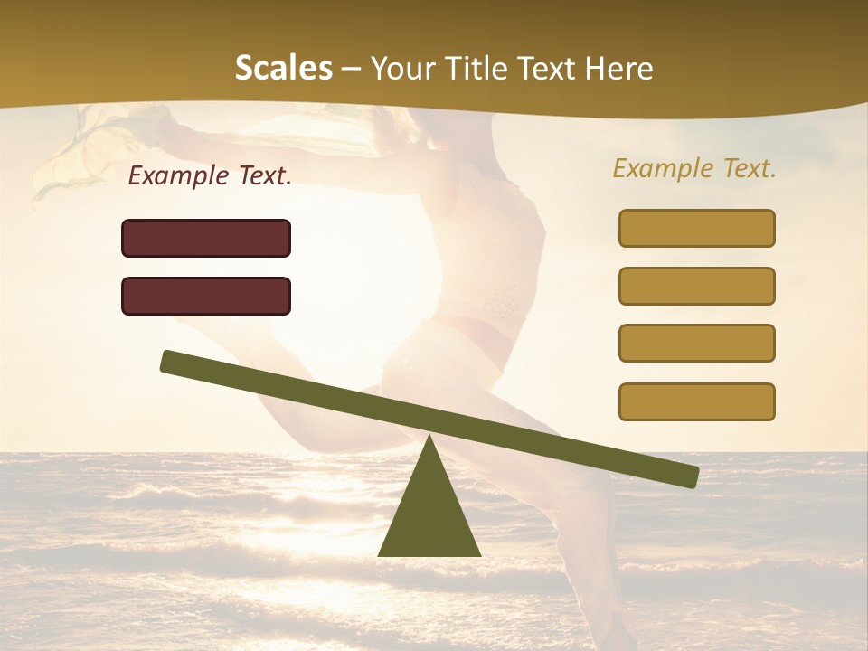 Beautiful Young Woman Jumping On A Beach At Sunset PowerPoint Template