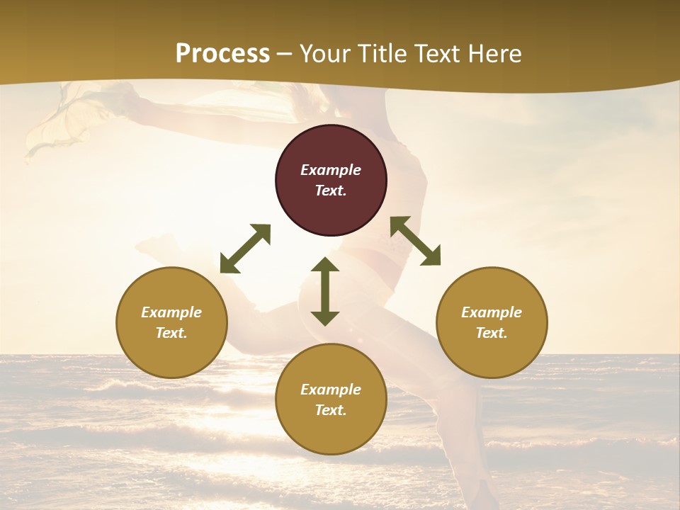 Beautiful Young Woman Jumping On A Beach At Sunset PowerPoint Template