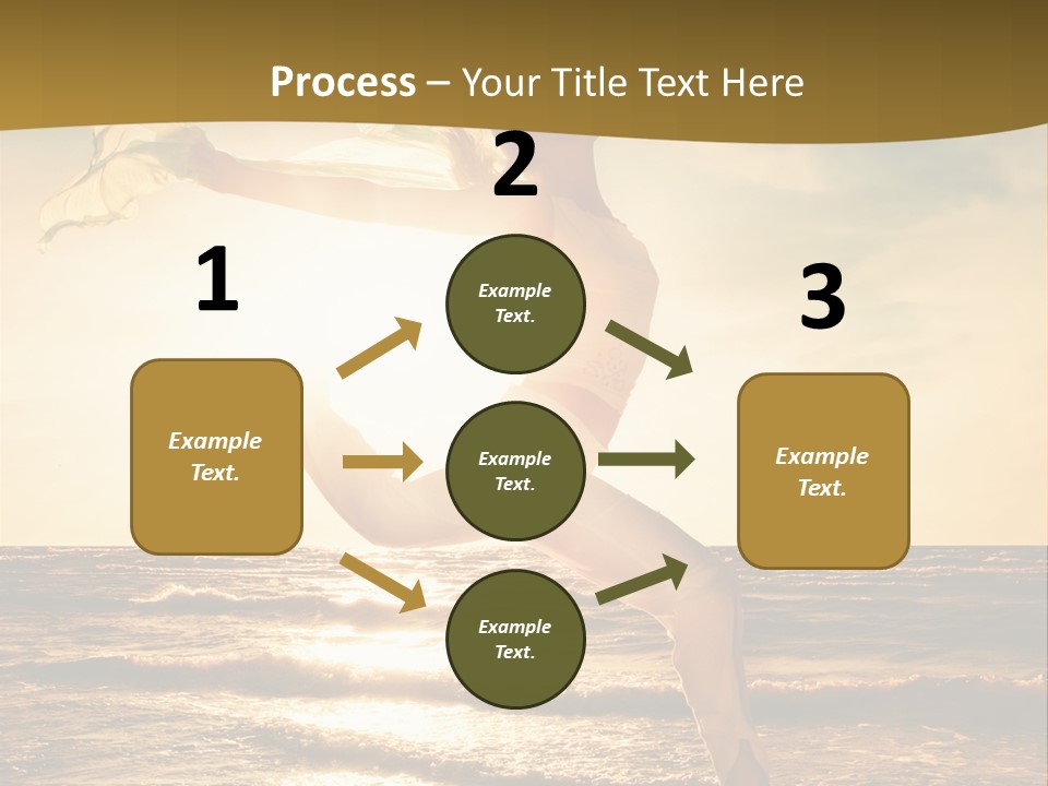 Beautiful Young Woman Jumping On A Beach At Sunset PowerPoint Template