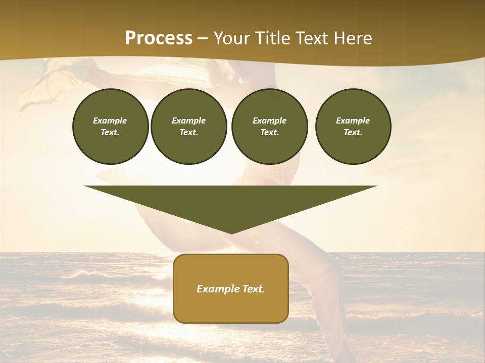 Beautiful Young Woman Jumping On A Beach At Sunset PowerPoint Template