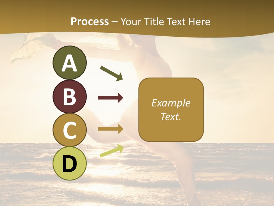 Beautiful Young Woman Jumping On A Beach At Sunset PowerPoint Template