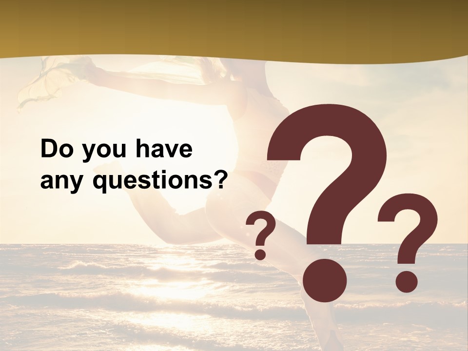 Beautiful Young Woman Jumping On A Beach At Sunset PowerPoint Template