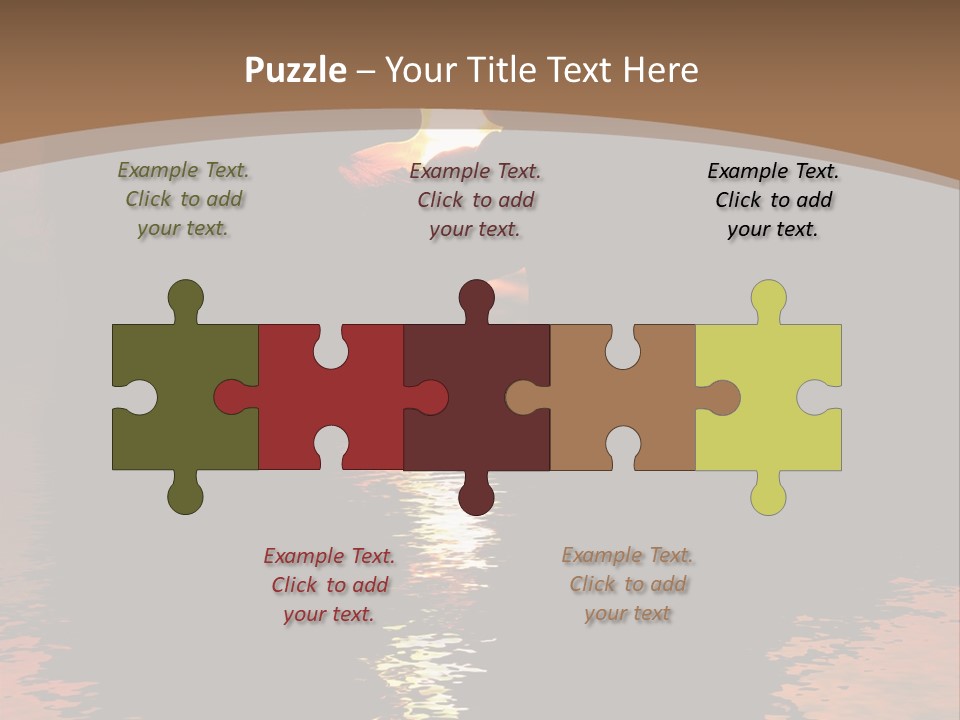 Reflexion Of Couple Kissing At Sunset PowerPoint Template