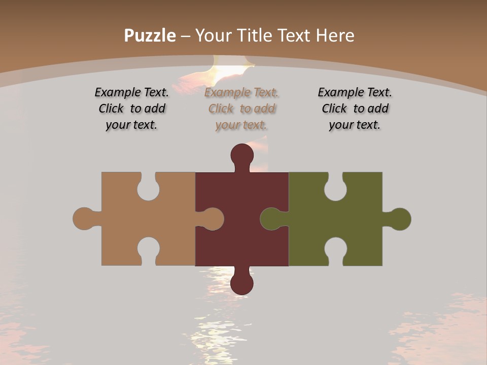 Reflexion Of Couple Kissing At Sunset PowerPoint Template