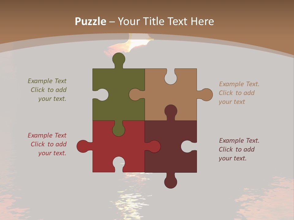 Reflexion Of Couple Kissing At Sunset PowerPoint Template