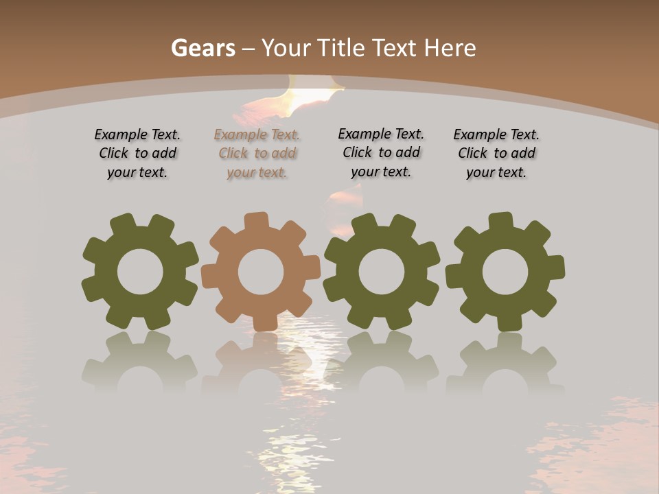 Reflexion Of Couple Kissing At Sunset PowerPoint Template