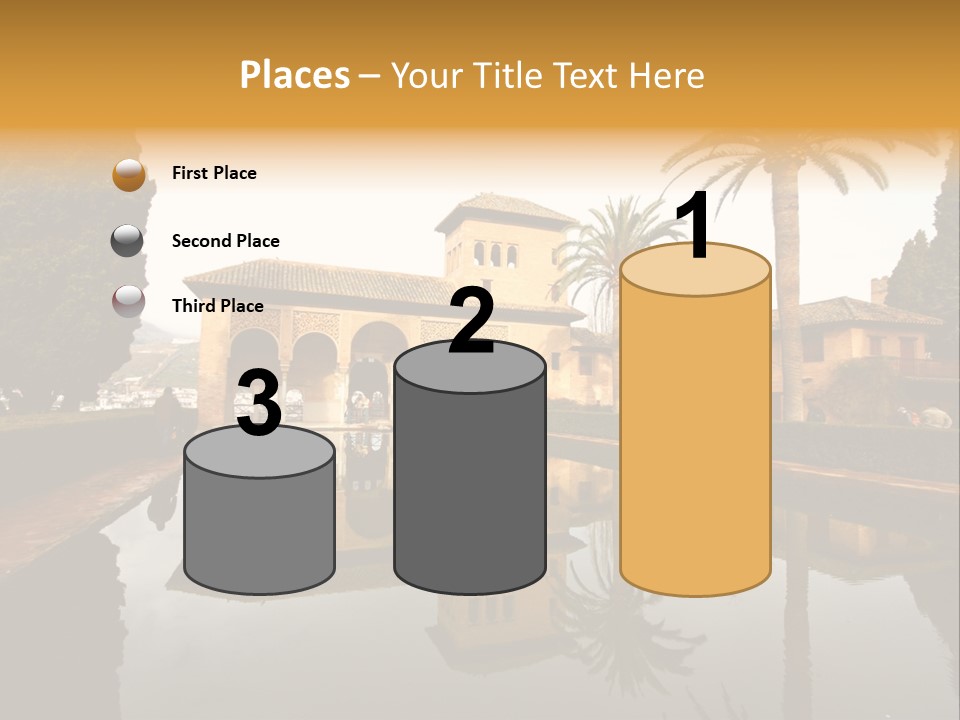 A Large Building With A Pool In Front Of It PowerPoint Template