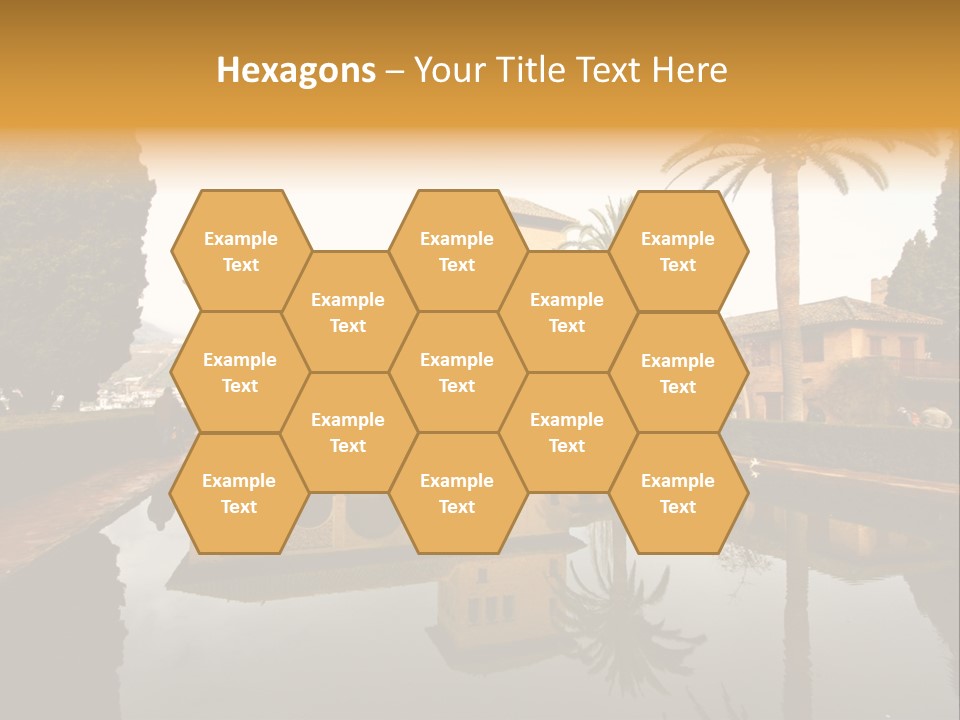 A Large Building With A Pool In Front Of It PowerPoint Template