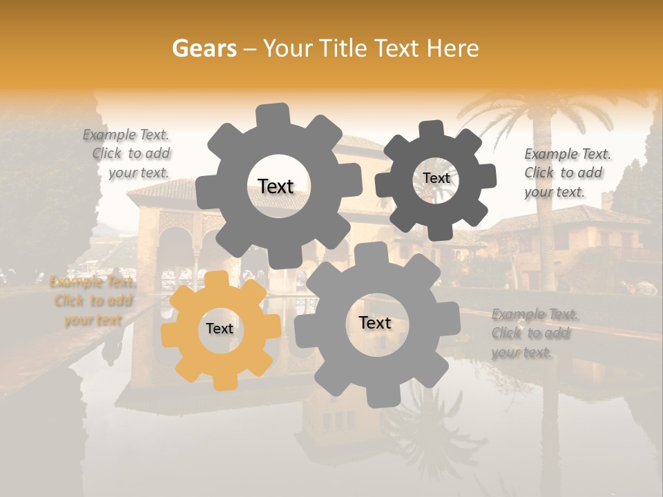 A Large Building With A Pool In Front Of It PowerPoint Template