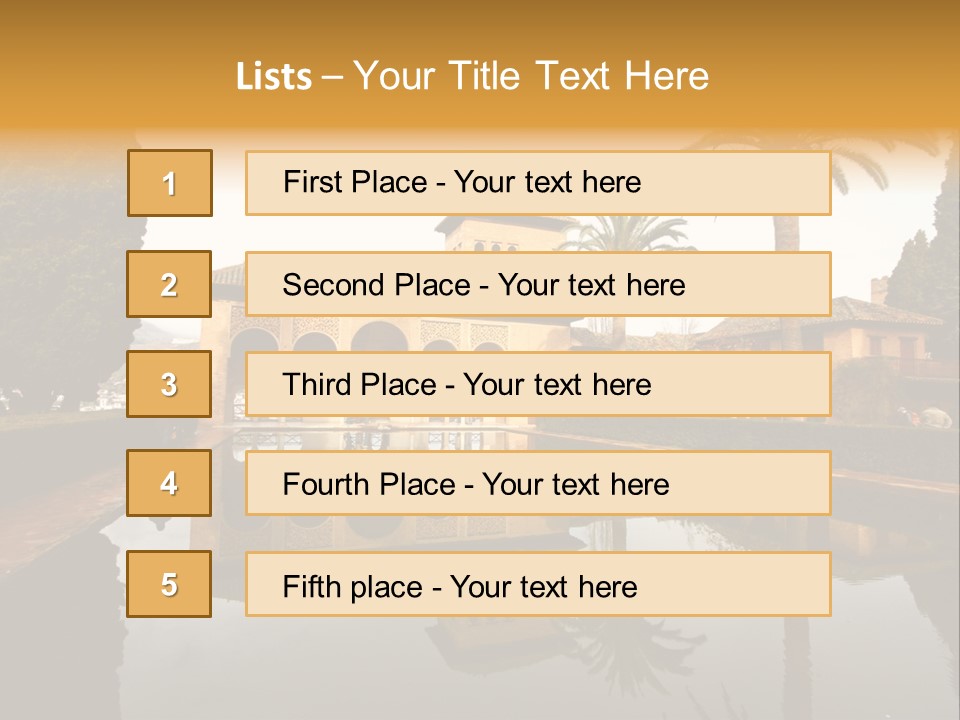 A Large Building With A Pool In Front Of It PowerPoint Template