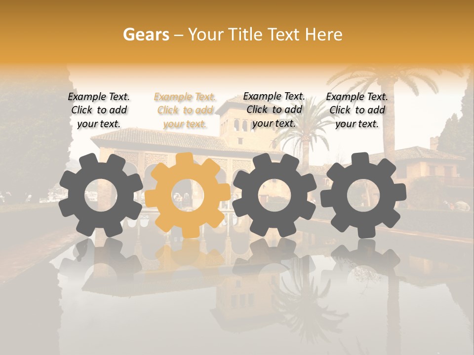 A Large Building With A Pool In Front Of It PowerPoint Template