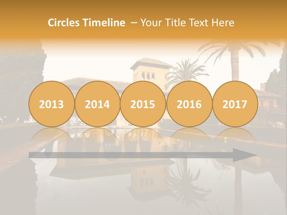 A Large Building With A Pool In Front Of It PowerPoint Template