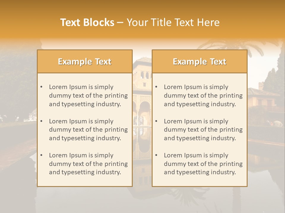 A Large Building With A Pool In Front Of It PowerPoint Template