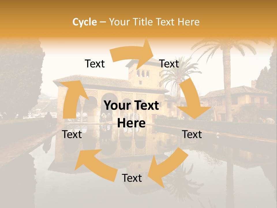 A Large Building With A Pool In Front Of It PowerPoint Template