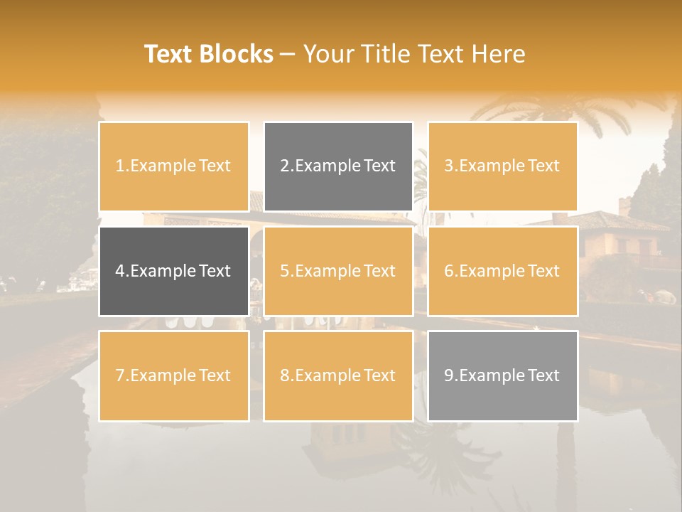 A Large Building With A Pool In Front Of It PowerPoint Template