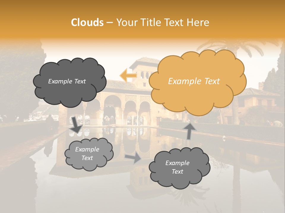 A Large Building With A Pool In Front Of It PowerPoint Template