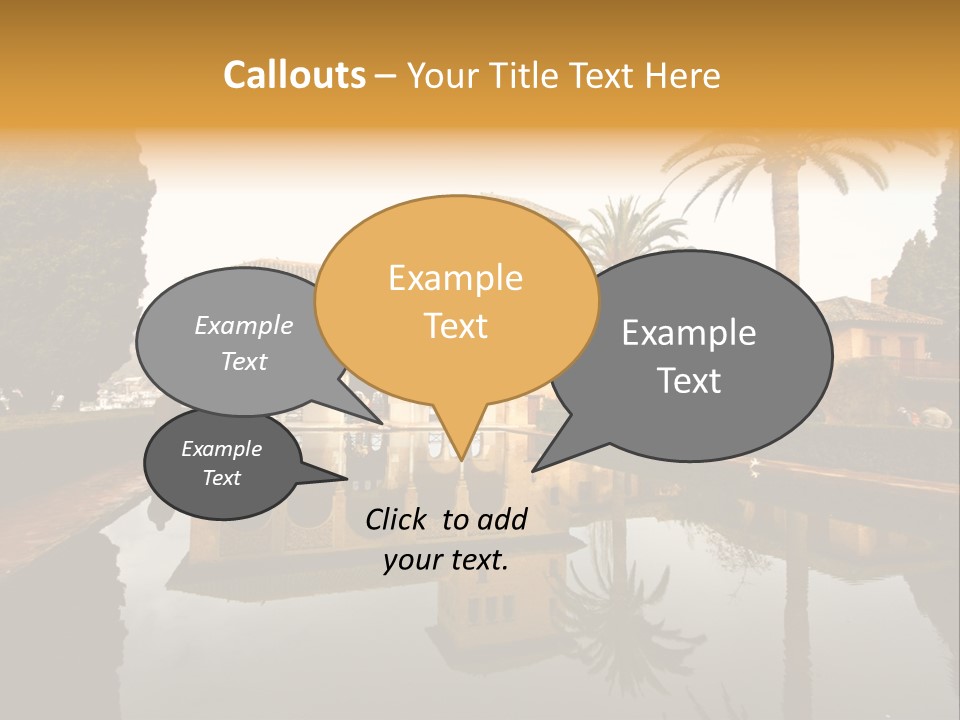 A Large Building With A Pool In Front Of It PowerPoint Template