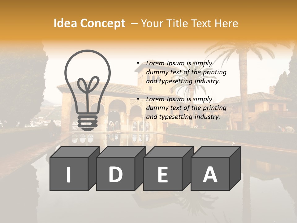 A Large Building With A Pool In Front Of It PowerPoint Template