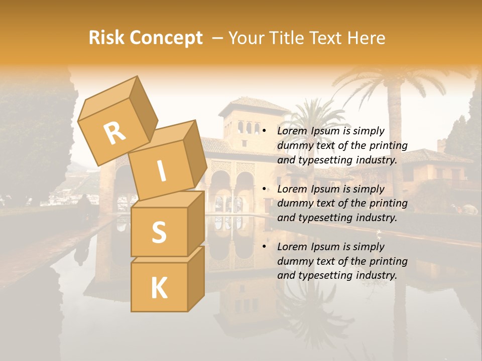 A Large Building With A Pool In Front Of It PowerPoint Template