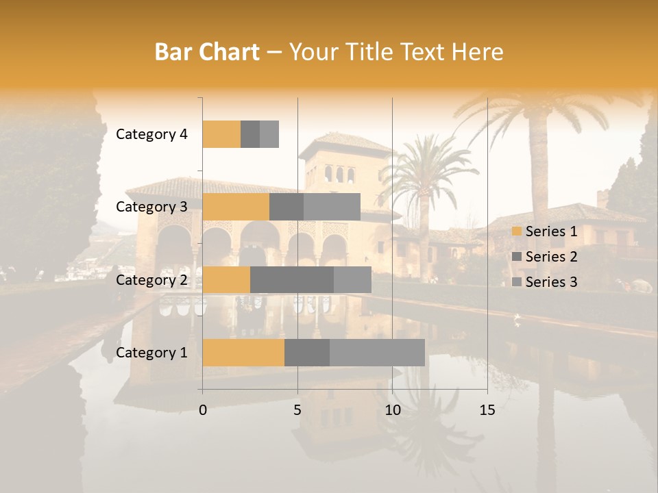 A Large Building With A Pool In Front Of It PowerPoint Template