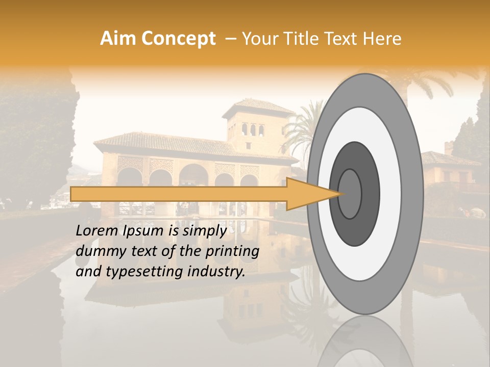 A Large Building With A Pool In Front Of It PowerPoint Template