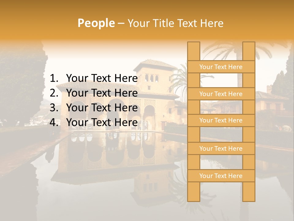 A Large Building With A Pool In Front Of It PowerPoint Template