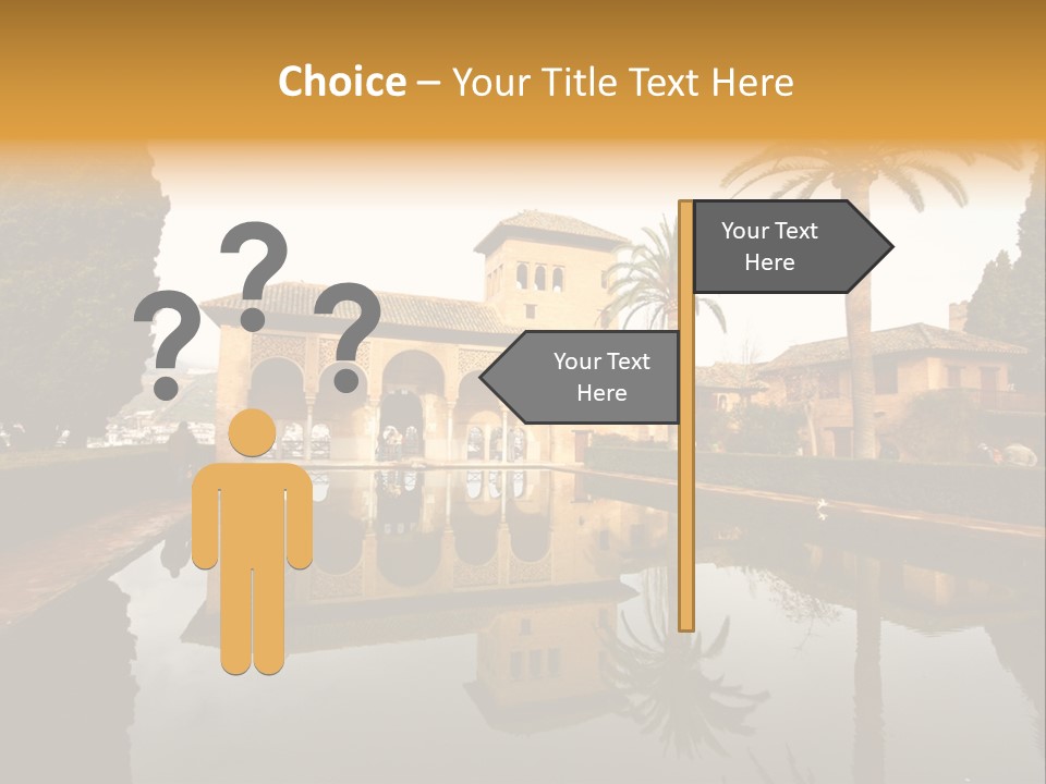 A Large Building With A Pool In Front Of It PowerPoint Template